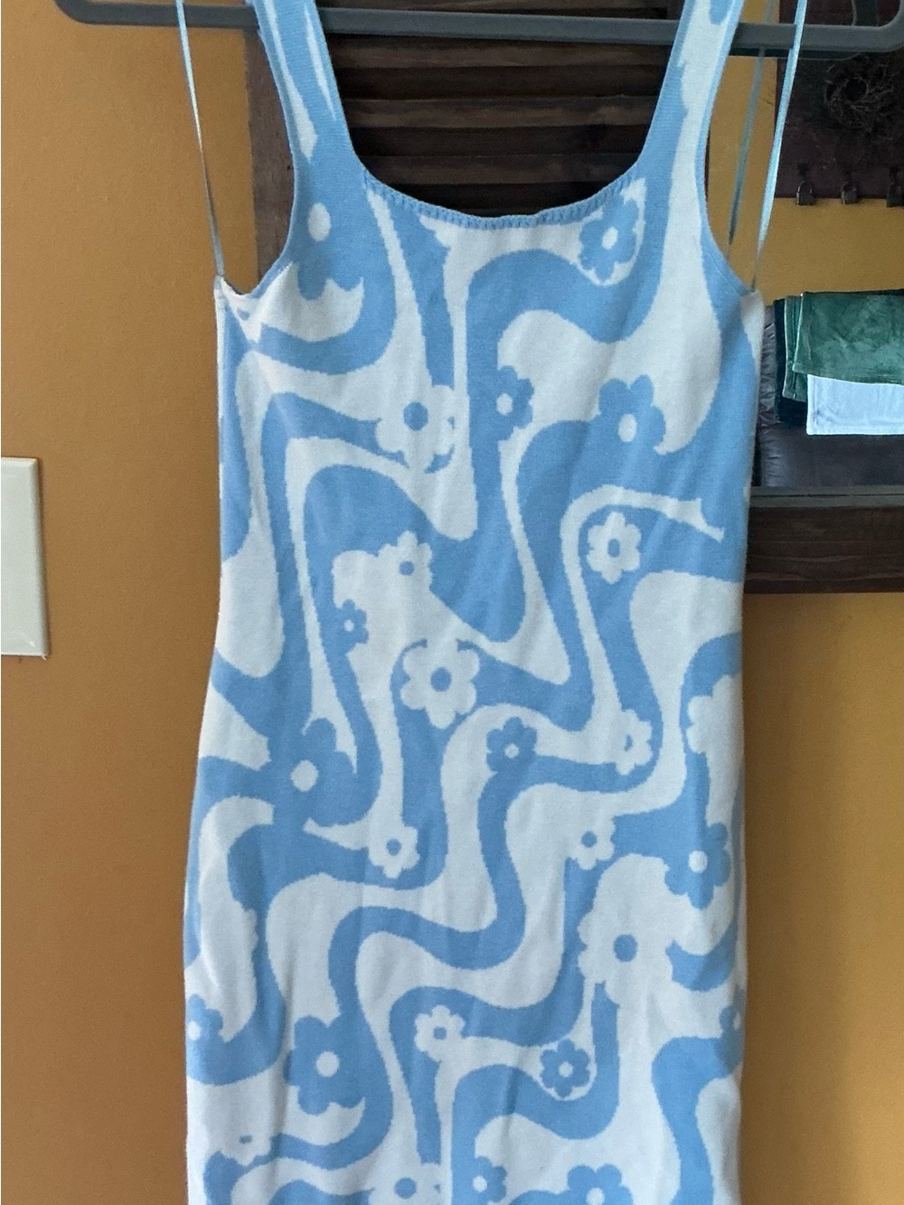 Hollister Light Blue & White Floral Wave Tank Dress